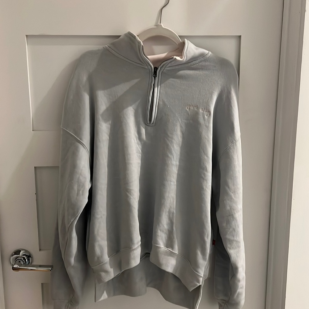 light blue/grey quarter zip sweatshirt